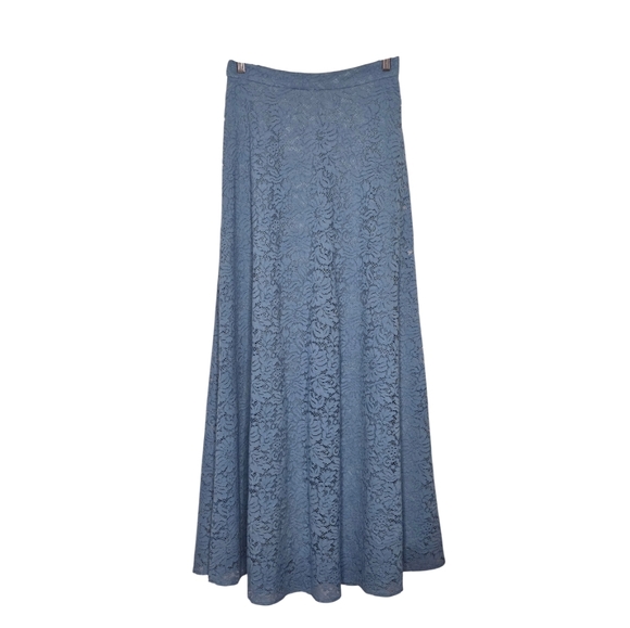 Lulus Love At First Sight Dusty Blue Lace Maxi Skirt Size M - Picture 2 of 4